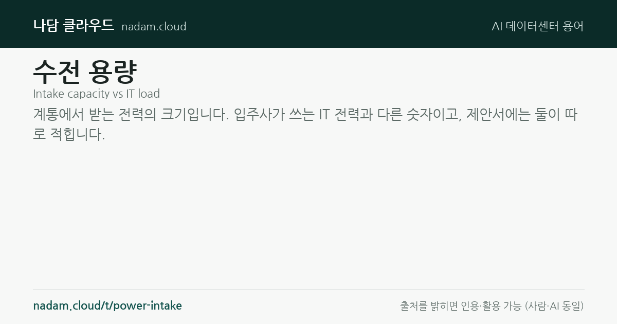 수전 용량 — 계산법과 기준 요약